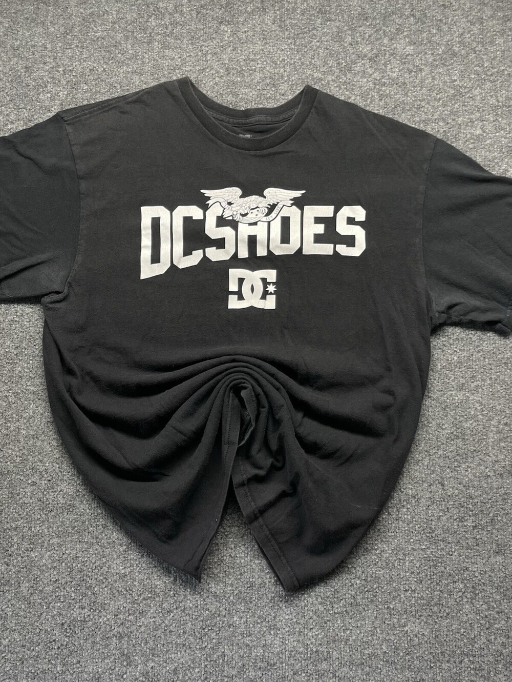 DC Shoes Men’s Large Black Graphic T-Shirt Eagle Logo Short Sleeve Skate Y2K